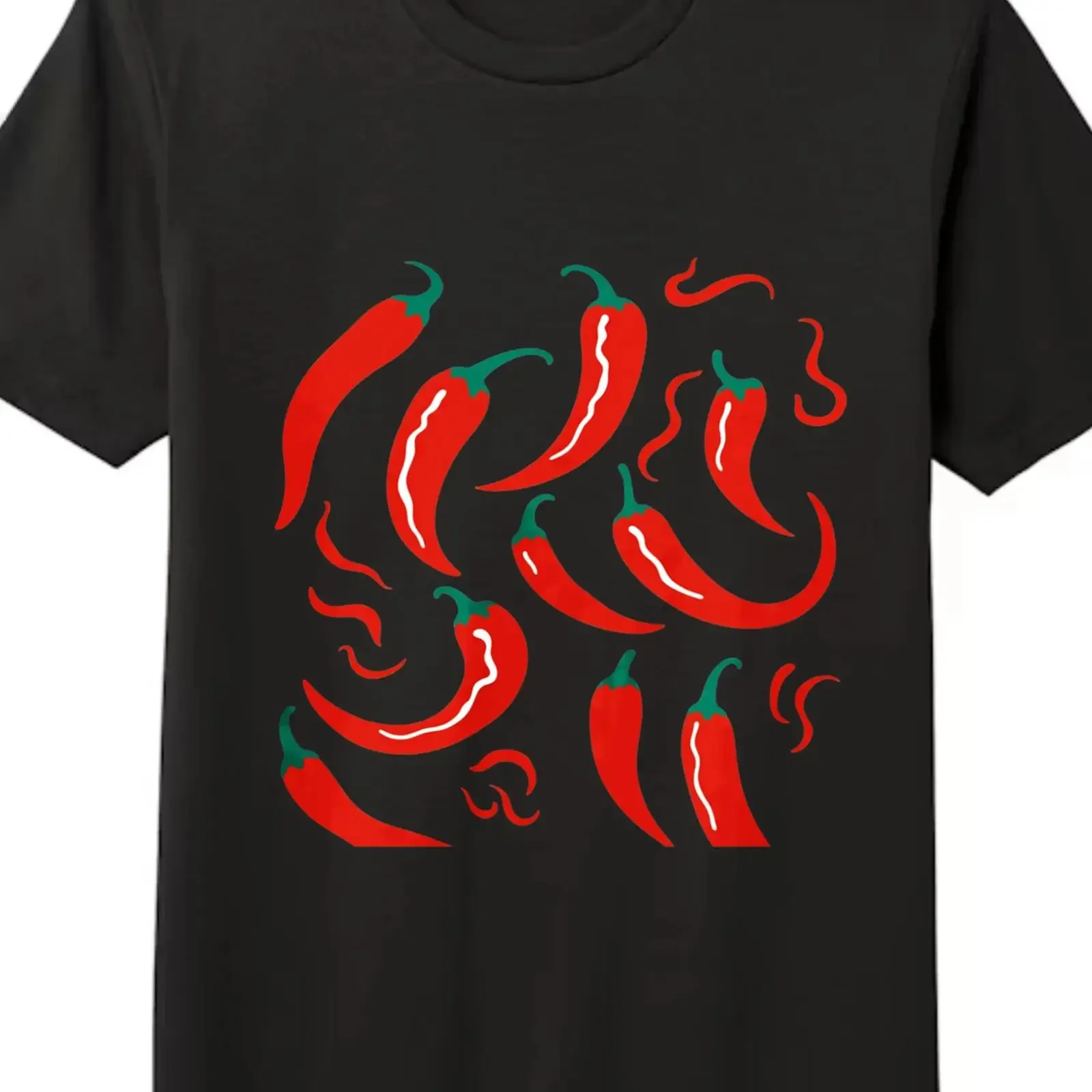 Vibrant Chili Peppers T Shirt Spicy Cuisine Enthusiast  vintage Washed Versatile Casual Unisex graphic Stretched Comfortable