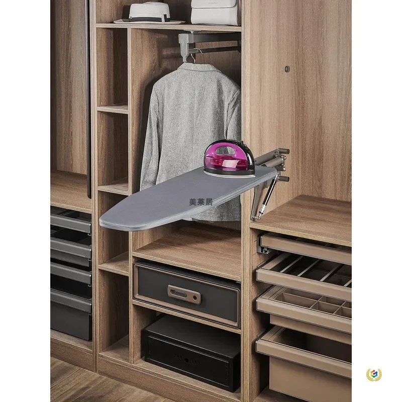 for Cloakroom Household Folding Wardrobe Cabinet Ironing Board Hidden Electric Iron Rack Push-pull Damping Ironing