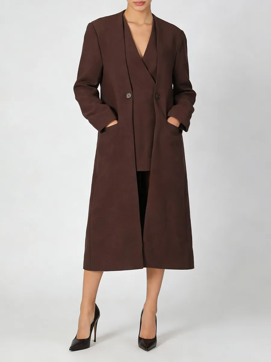 

Quiet Luxury 2PCS Coat Set 2026 Spring Autumn Women Minimalist Brown Long Trench & Waistcoat Set French Chic Office Core Outfits