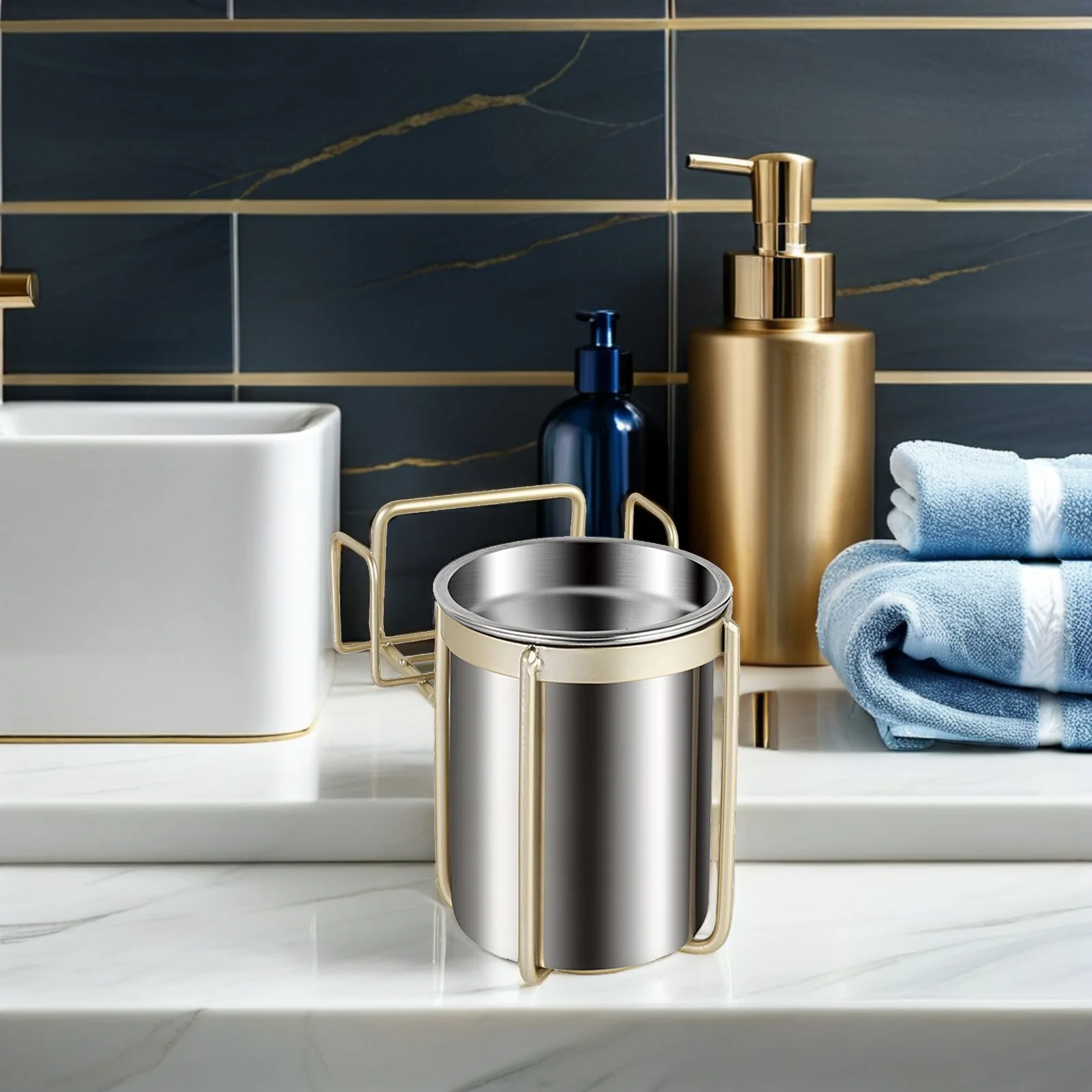 

Wall Mount Stainless Steel Ashtray With Lid Moisture-Proof Detachable Design Easy Cleaning Home Office Bar Hotel Use