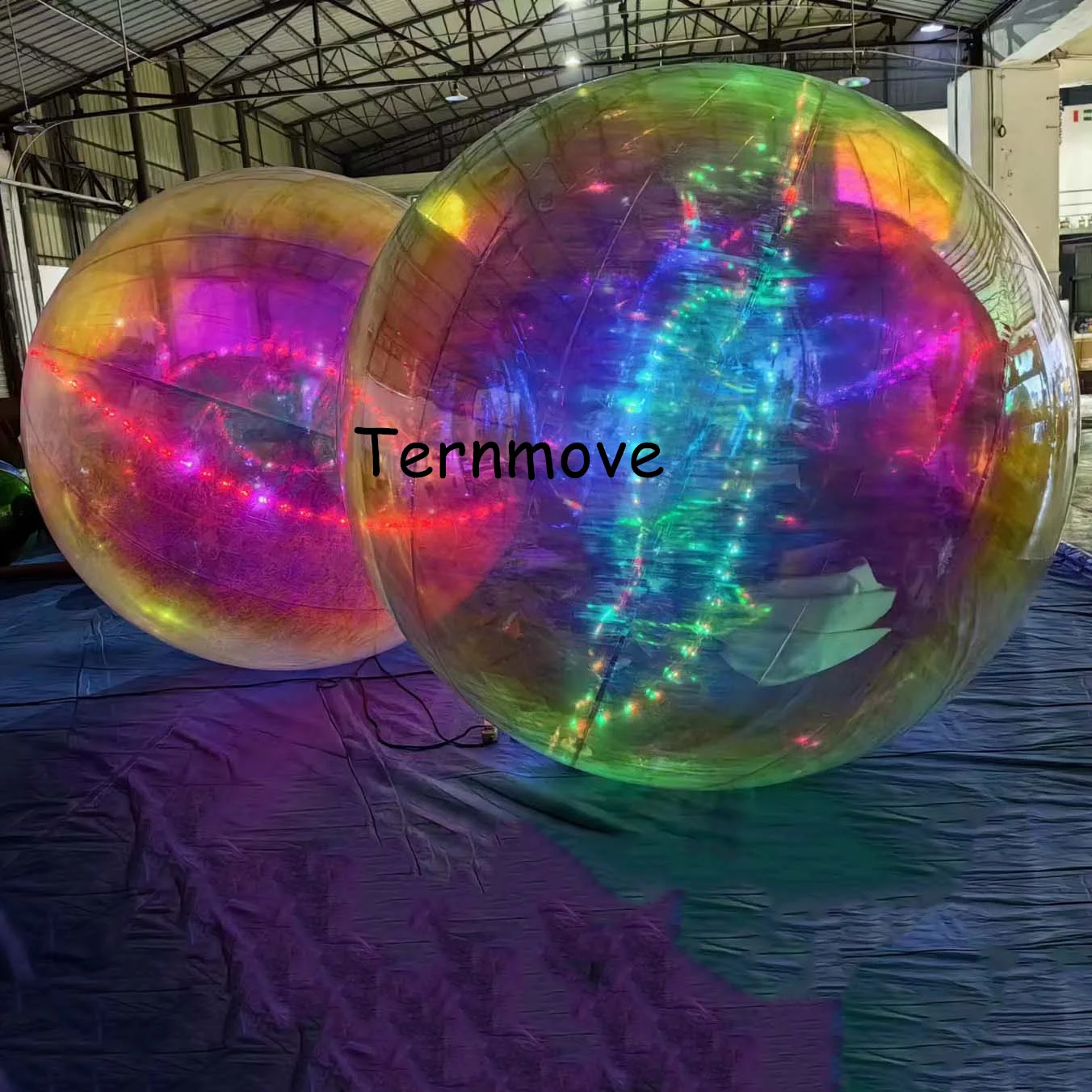 led holographic rainbow inflatable mirror ball with light Reflection Stage Festival Hangup pvc balloon hanging decoration