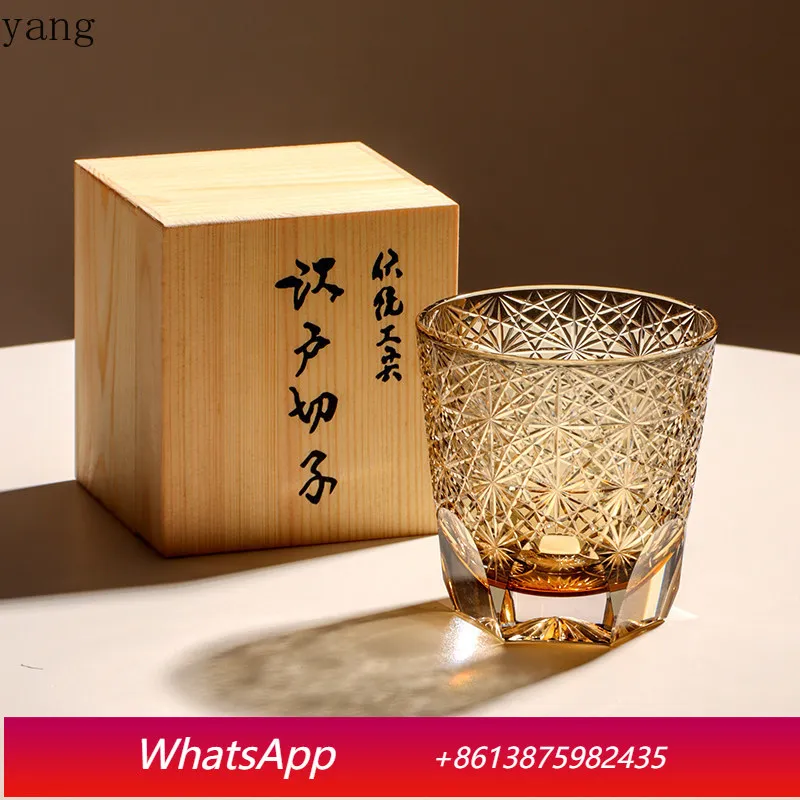LMM high-end Edo cut crystal cup high-end classic blue daisy cup