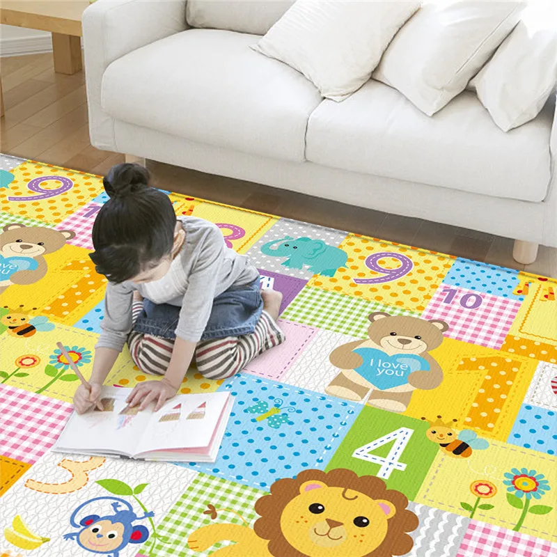 177*64cm Large Size Foldable Children\'s Rug Double-sided Patterned Educational Carpet for Children Easy To Carry Baby Play Mat