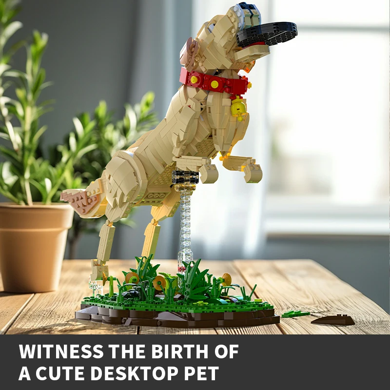 1257pcs 래브라도 리트리버 빌딩 블록 장난감 세트, 어린이 성인을위한 동물 모델 키트, DIY 개 벽돌, 창조적 인 선물 아이디어 소년 소녀