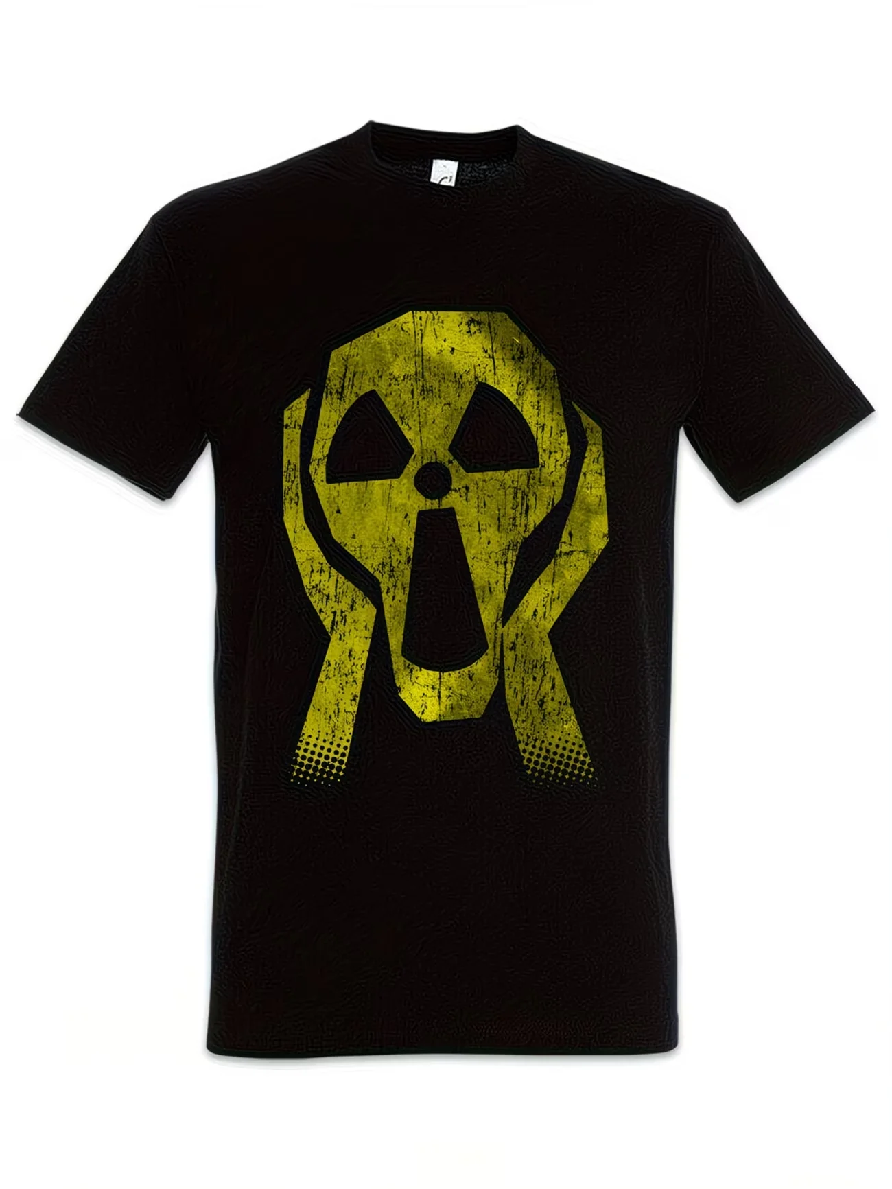 Novelty Men'S Vintage Nuclear Scream T Shirt Tee Streetwear Oversize Radiation Hazard Symbol Nuclear Caution Biohazard Print top