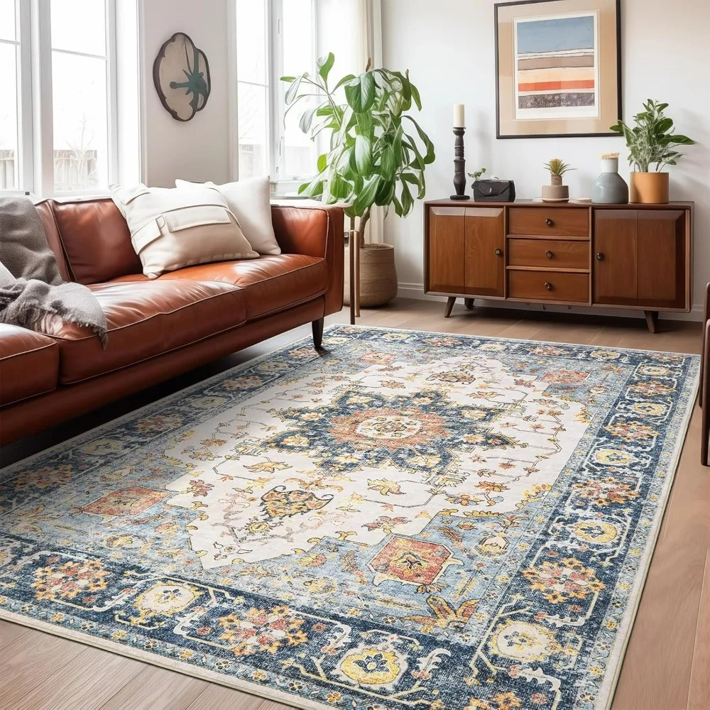 

Vintage Living Room Area Rug 9x12, Non-Slip Area Rugs for Bedroom Dining Carpet Dorm Office, Large Washable Soft Low-Pile Rugs