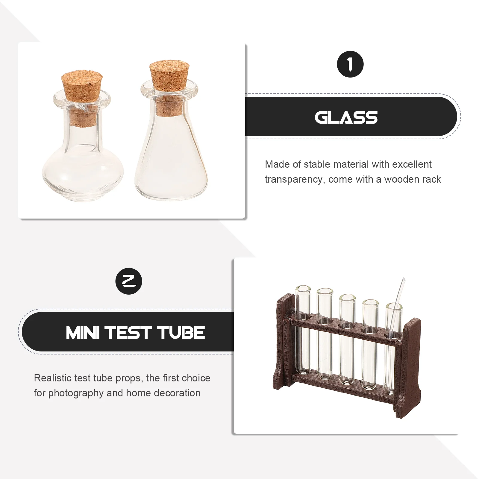 1 Set Mainan Percobaan Simulasi Tabung Reaksi Rak Tabung Pendidikan Mainan Laboratorium untuk Mainan Mini Rak Tabung Mini