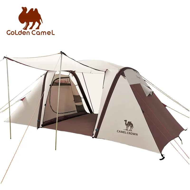 Golden Camel 5-8 Person Large Camping Tent Double Layer Waterproof Two Bedrooms Travel for Family Party Fishing Sun Shelter