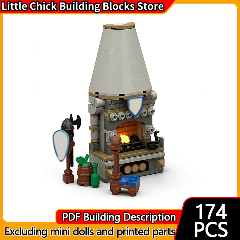 

Модель City Street View MOC, строительные кирпичи, средневековый камин, модульная технология, детские праздничные подарки, сборка игрушек, костюм