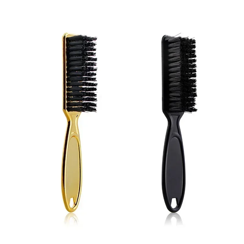 1PCs Retro Gold Plastic Handle Hairdressing Soft Hair Cleaning Brush Barber Neck Duster Broken Hair Comb Brush Styling Tools