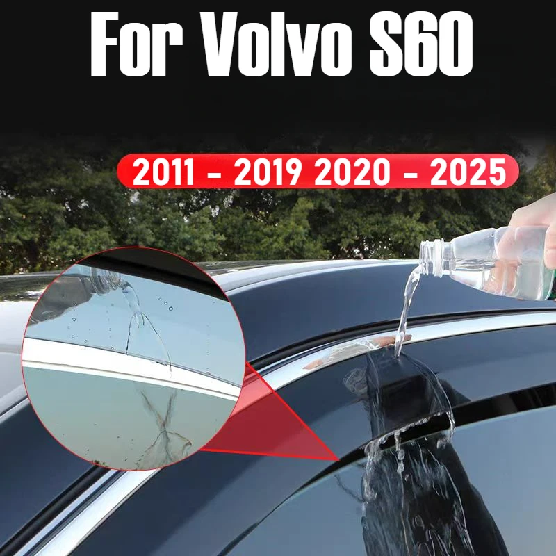 

For Volvo S60 2011 - 2019 2020 - 2025 Car Accessories Window Visor Vent Shade Rain Sun Guard Deflector Awnings Shelters Covers