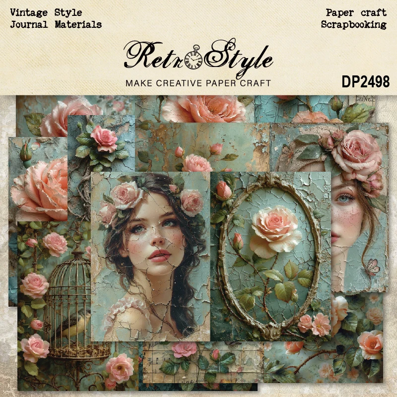 Panalisacraft 8 sheets A5 size Vintage Style Scrapbooking patterned paper Fancy Card Pack Light weight Craft Paper Card