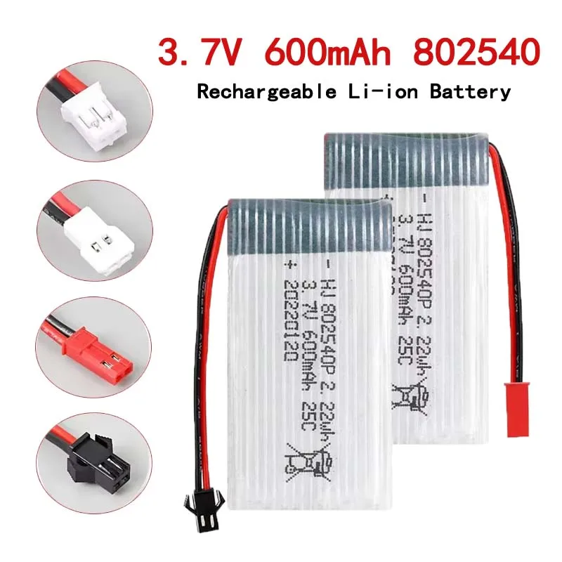 802540   3,7 V 600 mAh wiederaufladbarer Li-Ionen-Akku für unbemannte Luftfahrzeuge, ferngesteuerte Flugzeug-Modellflugzeugbatterien