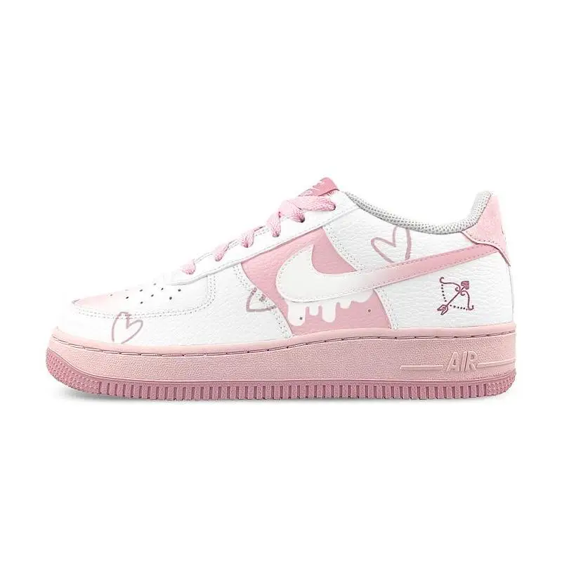 

[Custom Female AF Heart Arrow]Nike Air Force 1 Low Low-Top Skateboard Shoes Women's White Pink