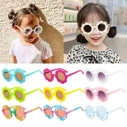 Colorful Kids Sunflower Sunglasses Trendy Round Frame Sun Protection Eyewear Shades for Girls