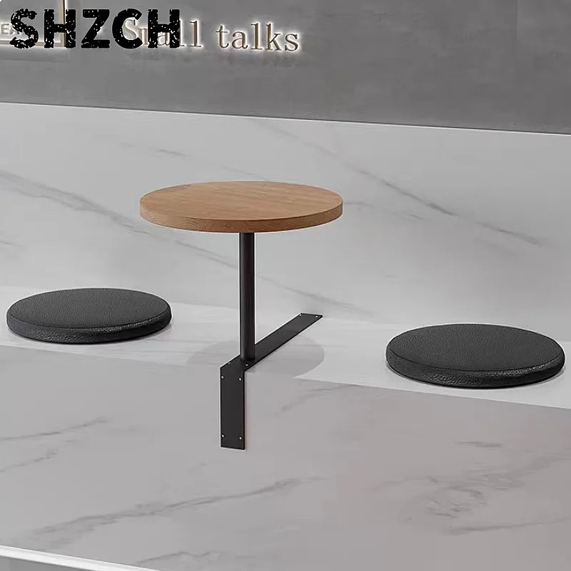 ミルクティーショップ壁掛け小型丸テーブル省スペースカフェリーニングバーシート