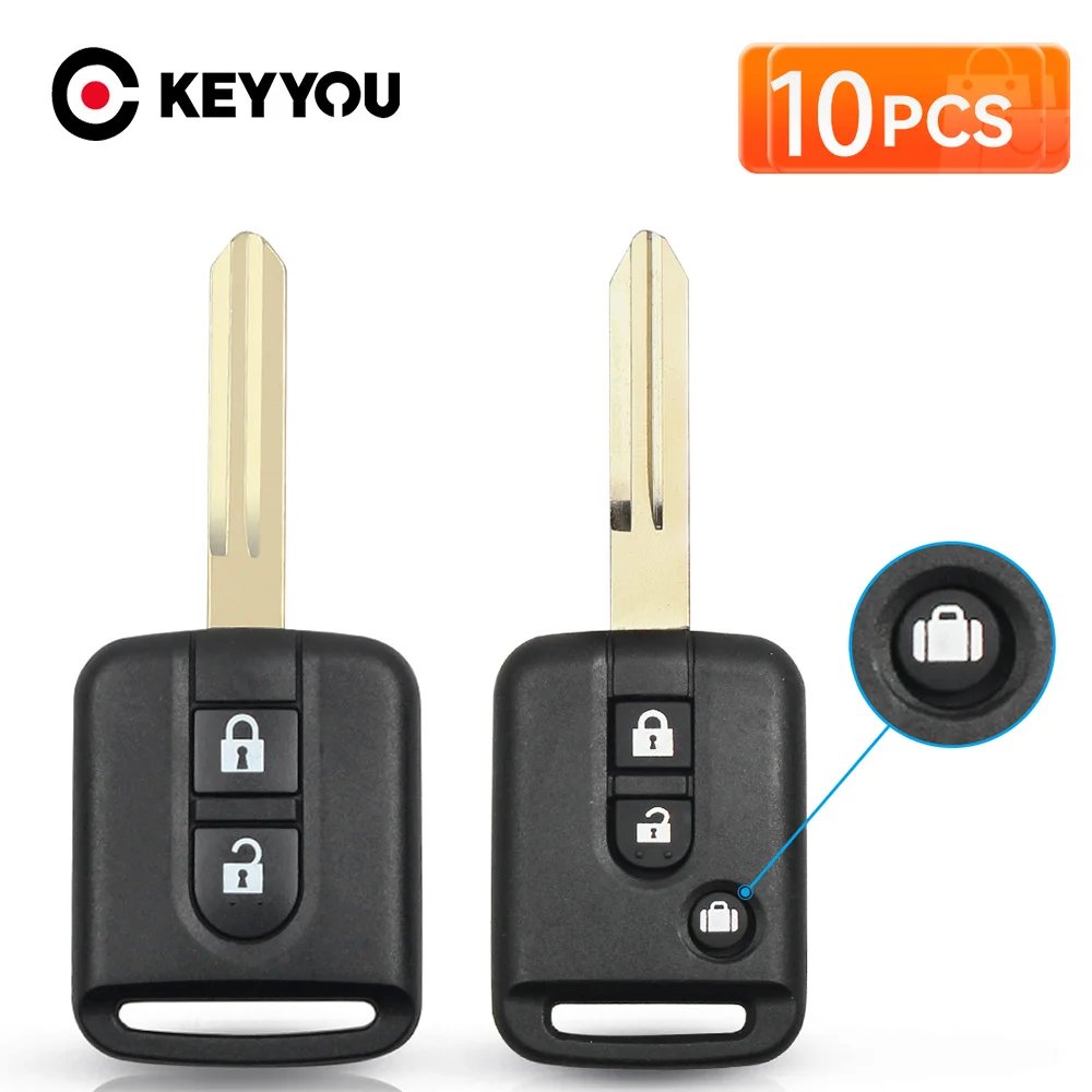 

KEYYOU 10Pcs For Qashqai Nissan Micra Navara Almera Note Remote Car Key Shell Case Fob Keyless Entry 2 3 Buttons Key