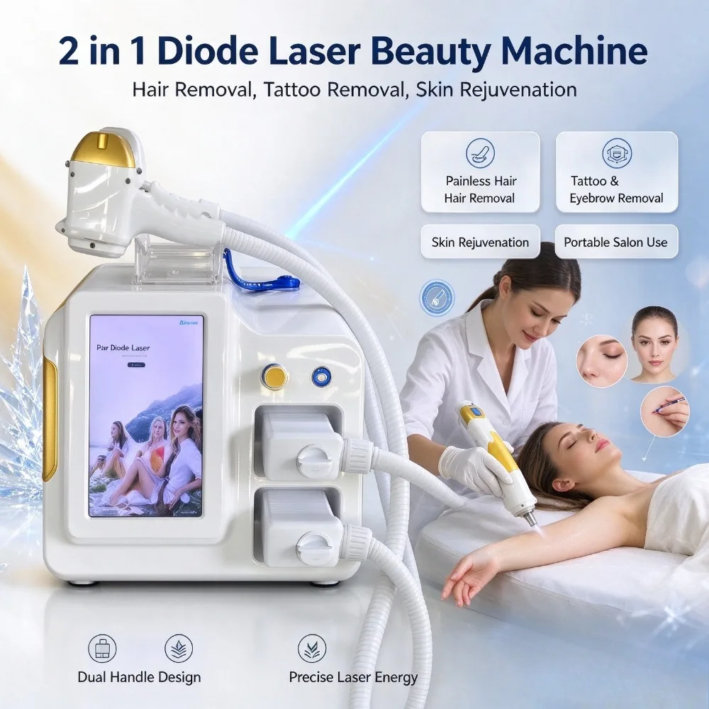 Portable Double Handle Diode Laser Painless Bikini Laser Hair Remover Full Body Laser Hair Removal Cost