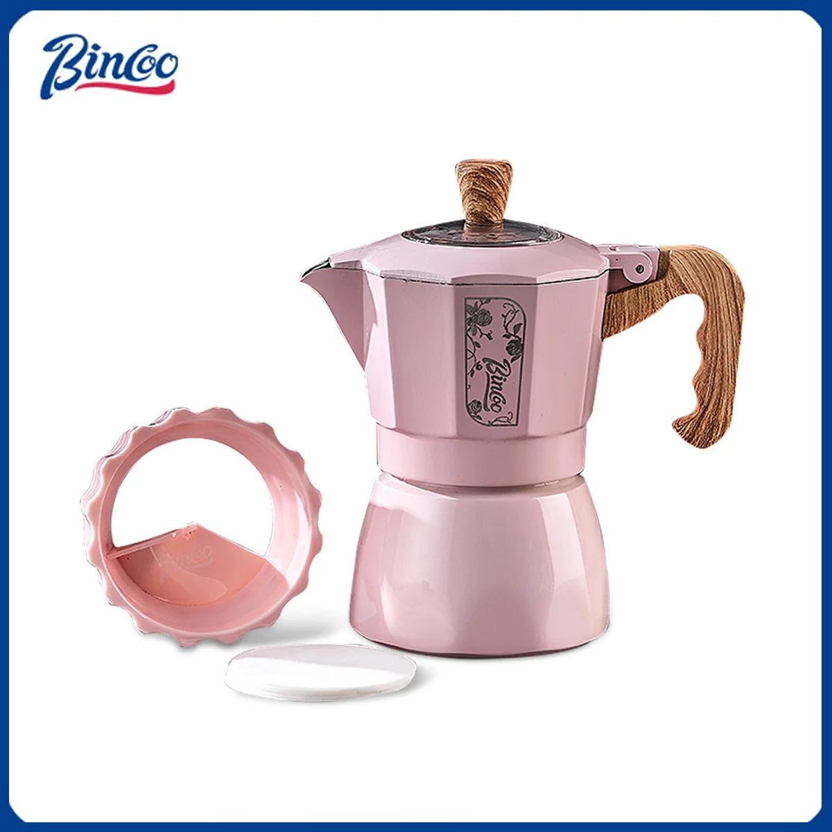 

Bincoo Dual Valve Moka Pot Espresso Mocha Pot Concentrated Extraction Coffee Pot Home Brewing Kit Maker Barista Use Tools