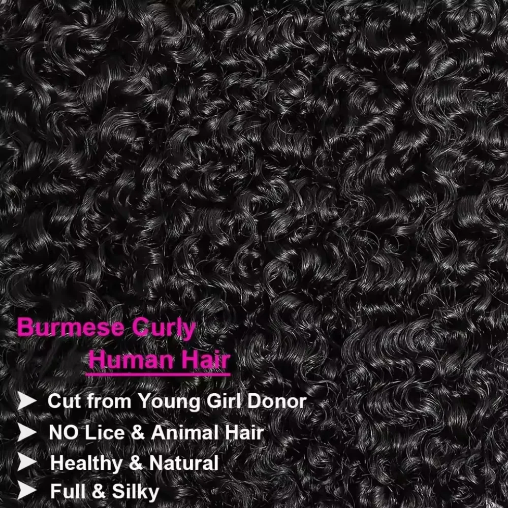 16A Grade Burmese Curly Bundles Unprocessed Human Hair Bundles Virgin Weave Human Hair Extensions Curly Ends 1/3/4 Pcs