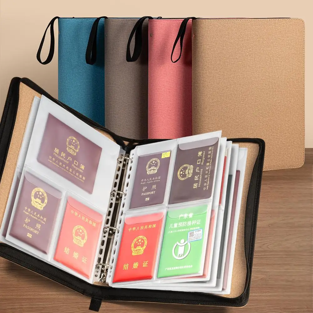 

New A4 Zipper Organizer Binder set-–12pcs Clear Sleeves Storage Leather Book for Photos, Crafts, Envelopes, Scrapbooking, Paper