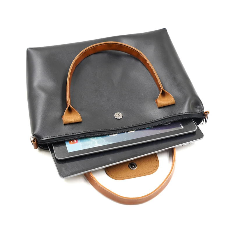 Ladies PU Leather 11/13/14/16 Inch Laptop Bag Handbag Simple Color Blocked Ultra lightweight carrying  Commuting Bag For Macbook