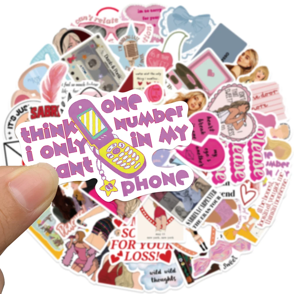 50 قطعة ملصقات نجار سابرينا كول الكرتون المغني ملصق مائي DIY كتيب الهاتف المغلف الأمتعة الغيتار الثلاجة ملصقات الزخرفية #3