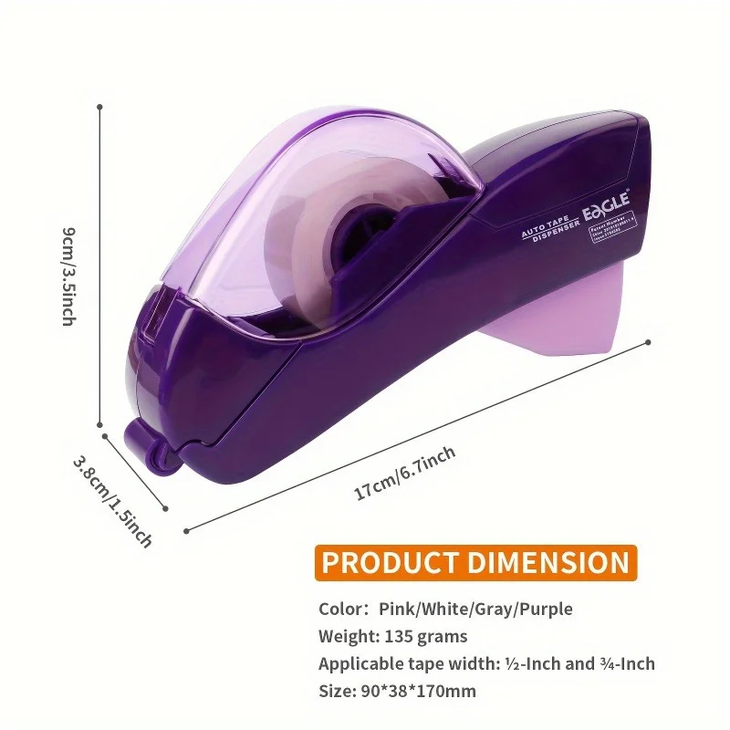Automatic Tape Dispenser: Single-Handheld Tape Gun For Christmas & Home Gift Wrapping With 1 Roll Of Tapes (1.27cm & 1.91cm), Gi