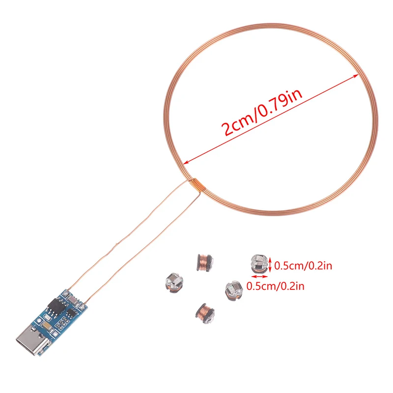 5Pcs DC 5V Wireless Power Supply Transmitter Coil USB Wireless Receiver LED Light Induction Lamp Toys Model Robots Sand Table