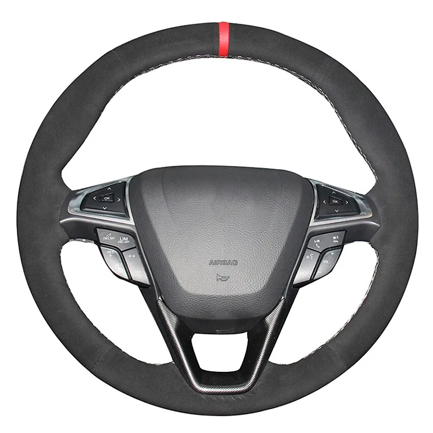 

DIY Suede Hand-stitched Non-slip Breathable Steering Wheel Cover For Ford Mondeo Fusion 2013-2019 EDGE Car Interior Accessories