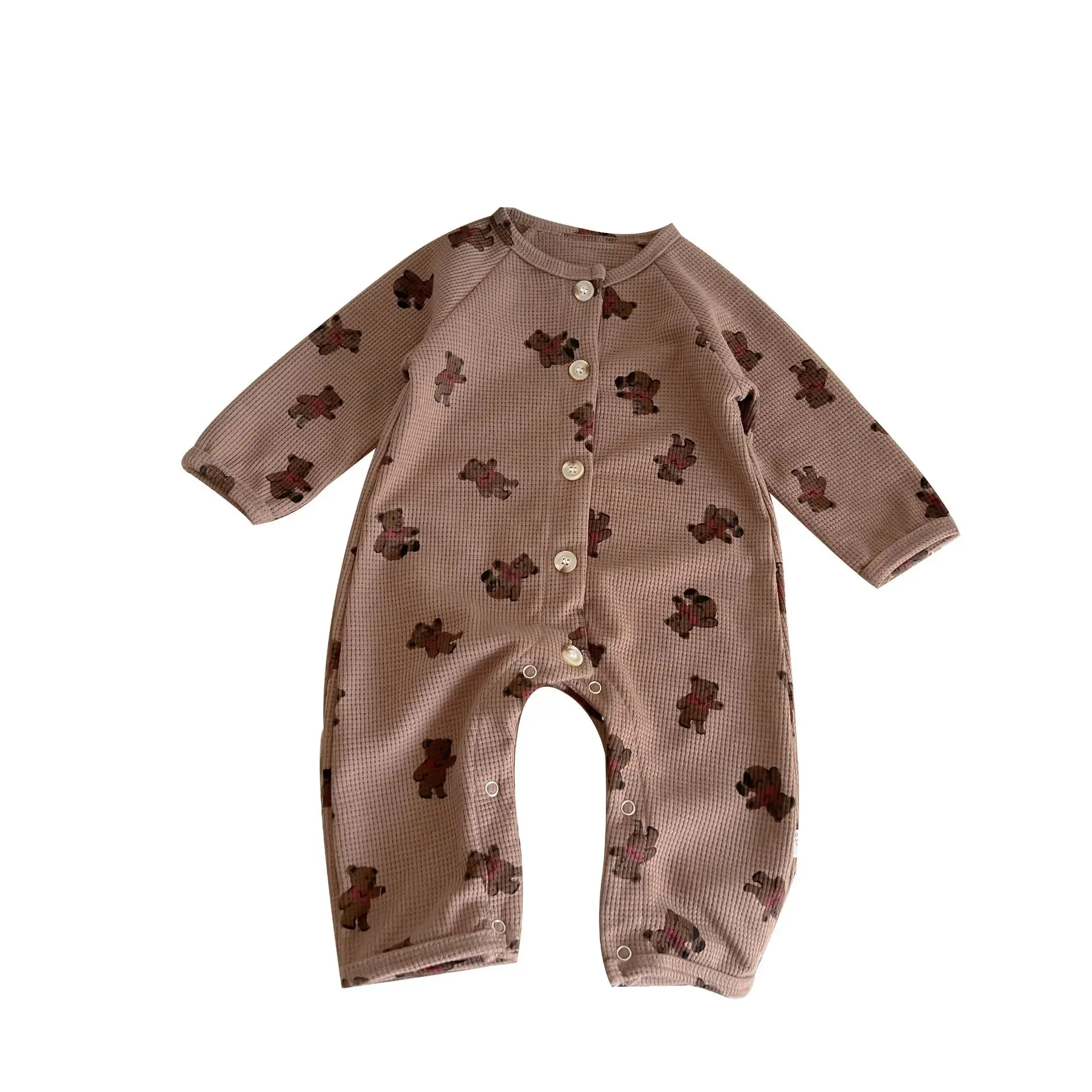 Baby Bodysuit New Fashionable Boys and Girls Baby Bear Waffle Creeper Romper In Spring and Autumn