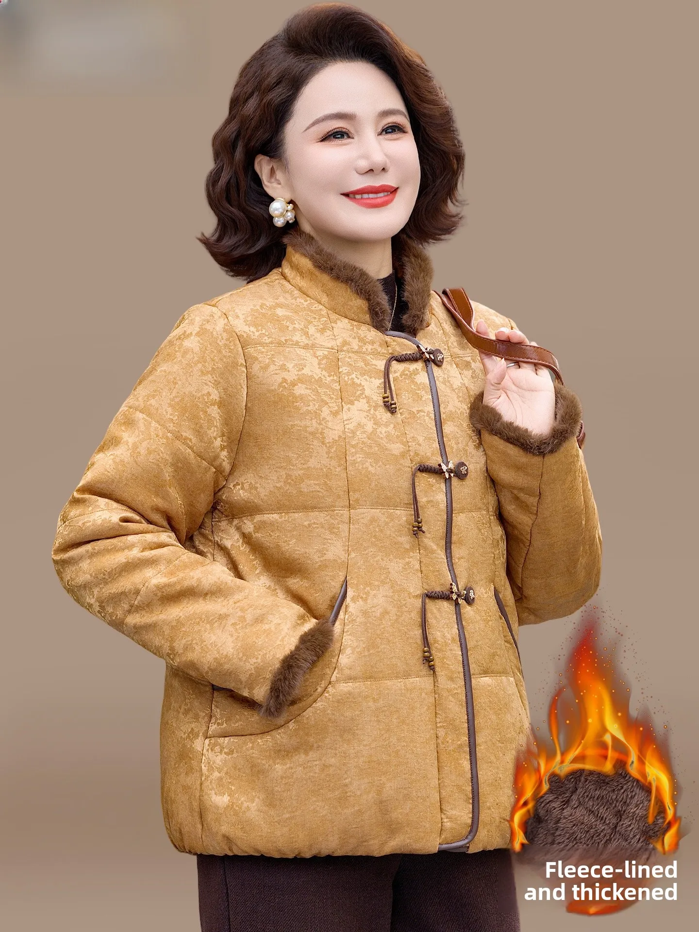 

Утепленная женская хлопковая куртка Thiened Fce: теплая зимняя верхняя одежда свободного кроя без капюшона, из полиэфирного волокна