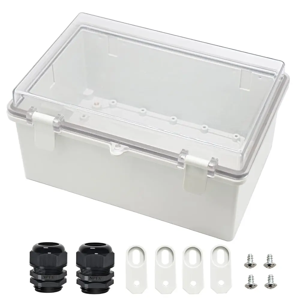 

Junction Box ABS Plastic Dustproof Waterproof IP65 Electrical Boxes Hinged Shell Outdoor Universal Project Enclosure Clear C