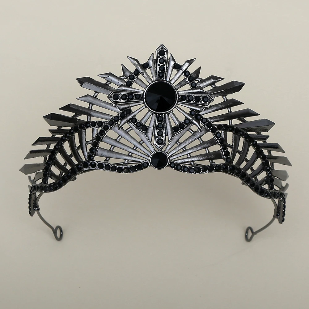 

1pc Luxurious Elegant Crystal Hair Accessory Black Retro Baroque Halloween Crown Suitable Women Wear Jewelry Parties Ceremonies