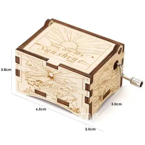 

Music Box Engraving Pattern Birch Plywood Hand Cranked Decoration for Children's Birthday Party Ornament - You Are My Sunshine