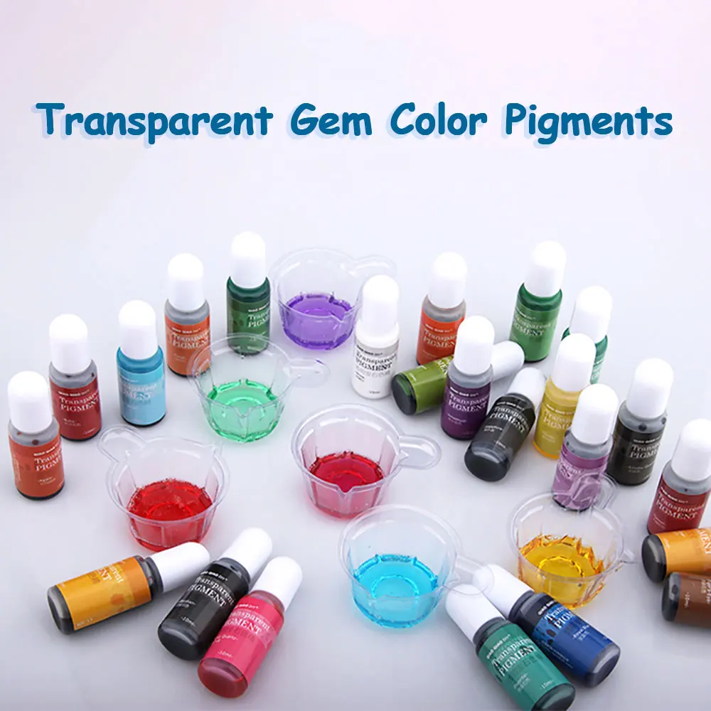 For Fun 24 Colors Transparent Epoxy Resin Pigment Filler Dye DIY UV Jewelry Making Crafts 10ML Oil Handmade Pigments Drop Gel