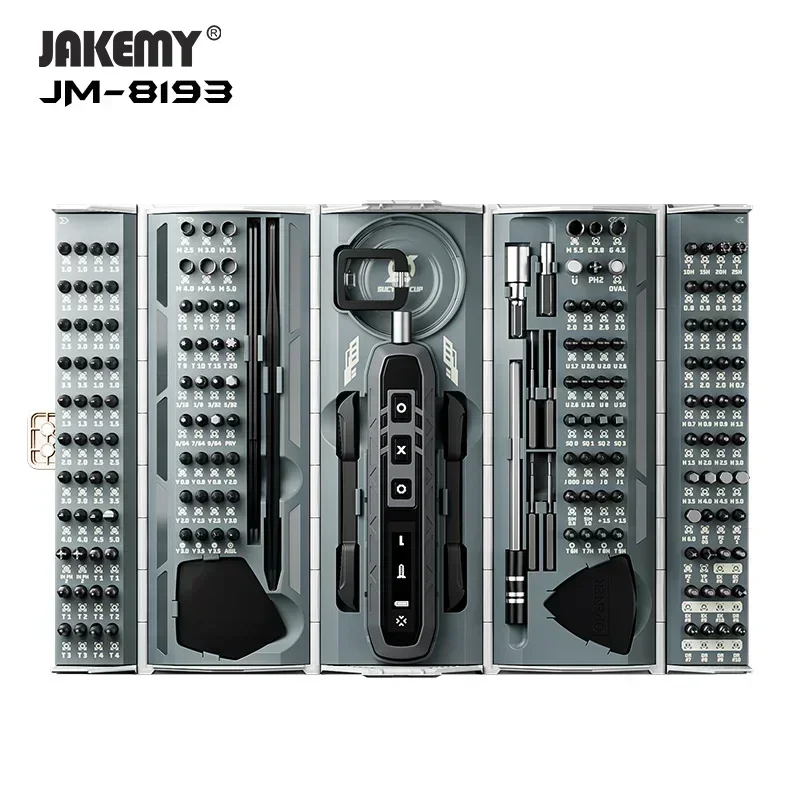 JAKEMY 180 Screw Bits Multifunction Electric Screwdriver Set 3 Gear Adjust Torque for Mobile Phone Watch iPad Electronic Repair