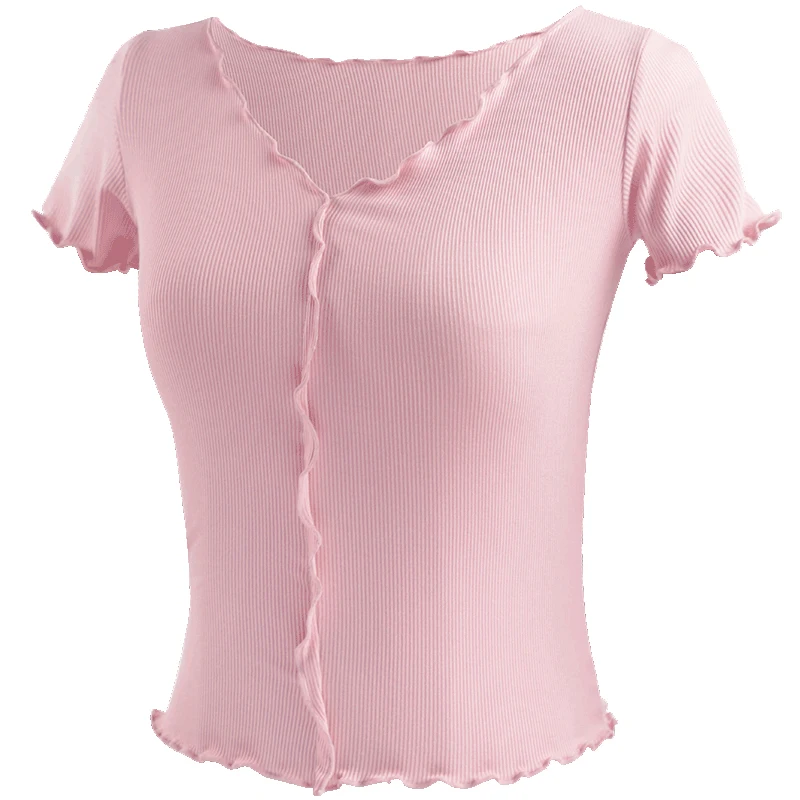 Women Ballet Tops Short Sleeve Wavy Dance Crop Tops Adults Dance Shirt Ballet Training Costumes Ladies Dance Tops