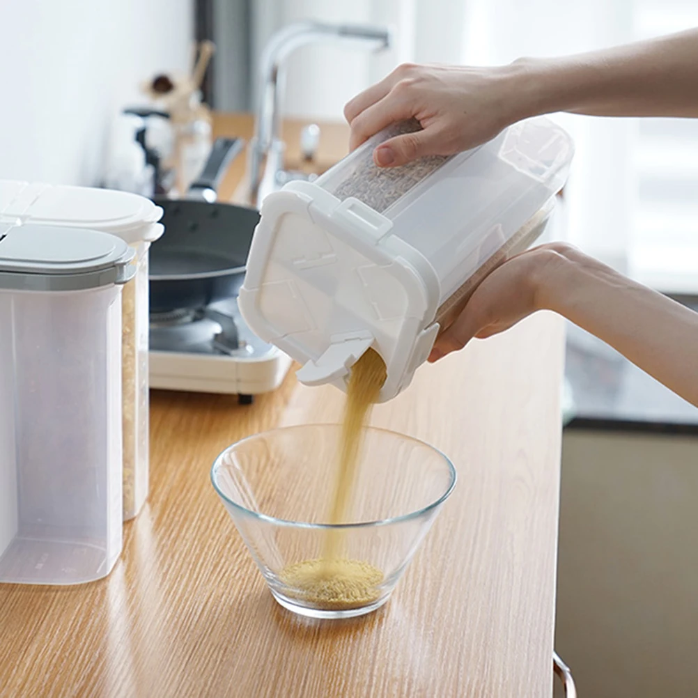 

4-grid Grain Storage Tank Transparent Container Airtight Leak-proof Eco-friendly Plastic Dry Food Sealed Can Storage