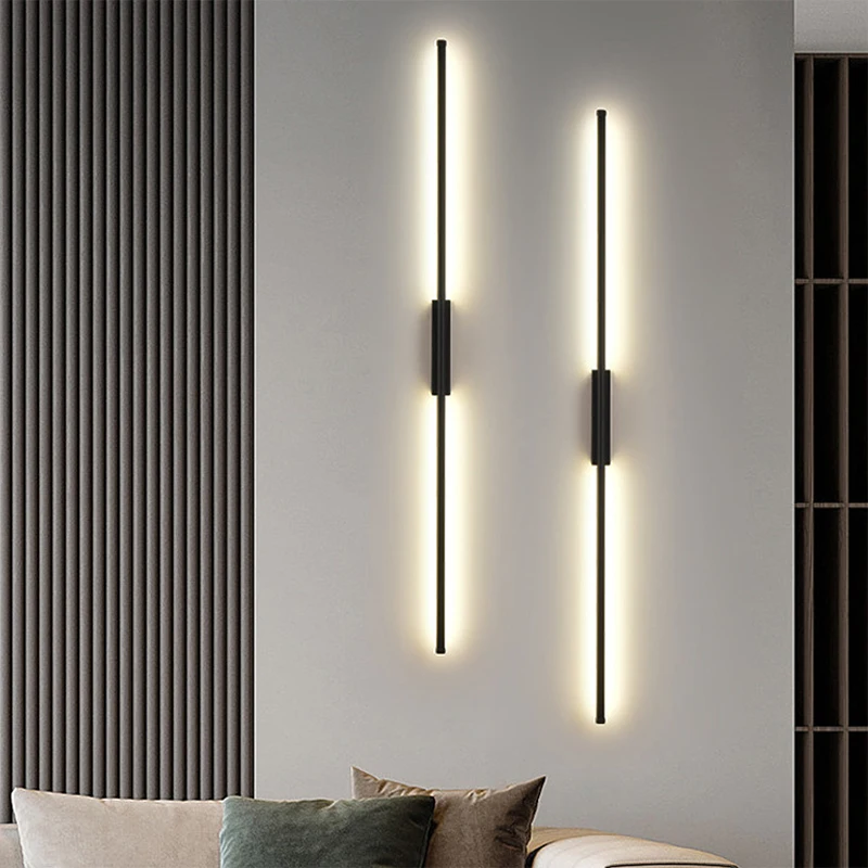 Minimalist LED Wall Lights Aluminum Hard-wired Long Strip Wall Sconce Indoor Wall Mounted Wall Lamps Bathroom Corridor Balcony