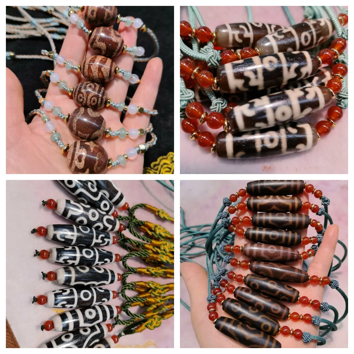 

Low-price wholesale benefits handmade braided rope design Tibetan primitive cross-style finished Dzi bead bracelet necklace taki