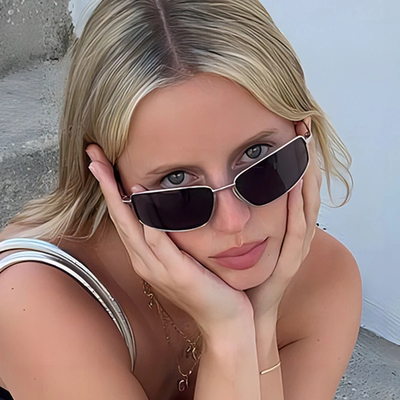 Vintage y2k Sunglasses Women Stylish Gradient Lens Outdoor Shades Trendy Luxury Brand Design Metal Frame Eyewear UV400
