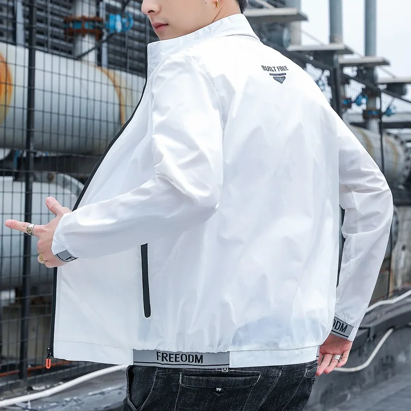 

Summer Men's Ultra-thin Breathable Ice Silk Turtleneck Baseball Jersey Loose Large Size Tooling Trendy Sunscreen Skin Clothes