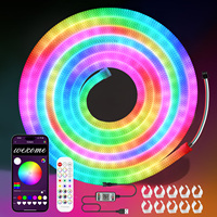 5V Waterproof Addressable Rope Lights IP67 Flexible Bright RGBIC LED Strip WS2812B 12mm LED Round Rope For Indoor Outdoor Decor