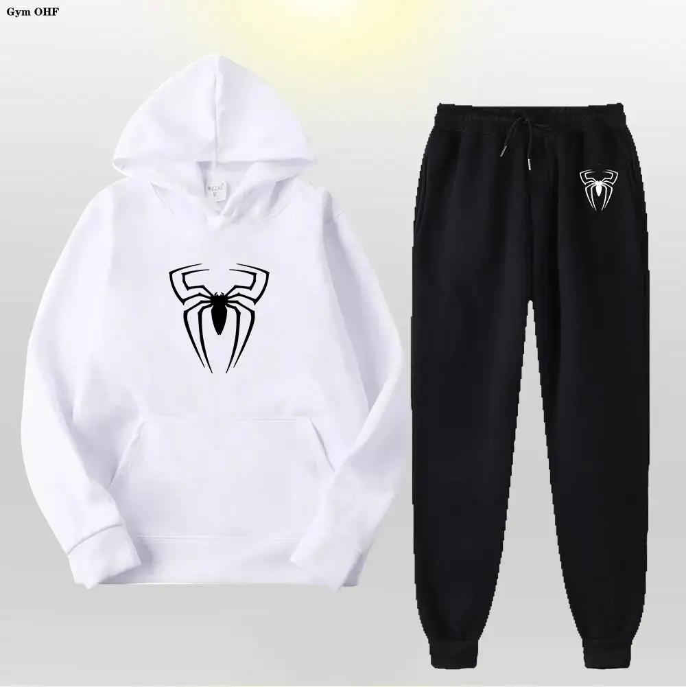 

Winter Tracksuits Men's Set Spider Long Sleeve Pullover+Jogging Trousers 2pcs Sets Fitness Running Suits Sportswer Men Clothing