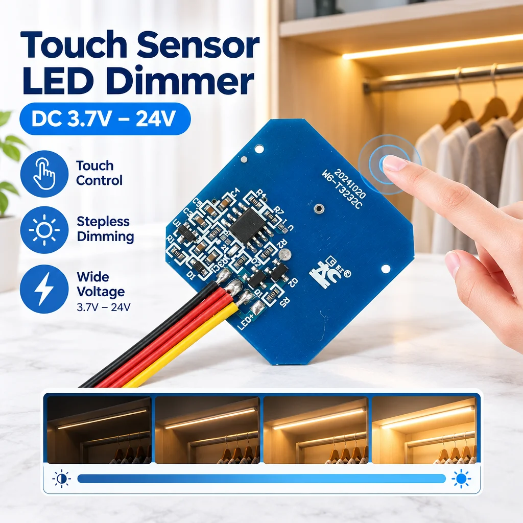 No Punch Penetrating Partition Sensor Switch DC 3.7-24V Touch Hand Wave Dimmer For Cabinet Closet LED Lamp