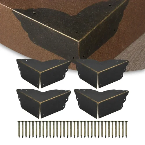 Protector de esquina de 4 piezas, Protector de esquina antiguo envuelto, joyería decorativa, caja de regalo para vino, funda de madera para muebles