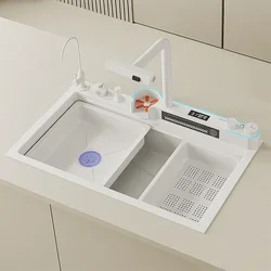 304 Stainless Steel Sink Digital Display Honeycomb Embossed Large Single Slot Thickened Multifunctional Vegetable Washing Basin