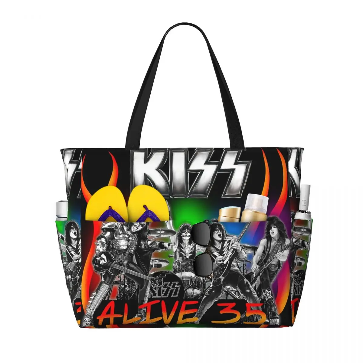 

Heavy Metal Rock Music Band Kiss Beach Tote Bag Sport Gym Yoga Duffle Large Tote Bag Women Travel Bag Fitness bag