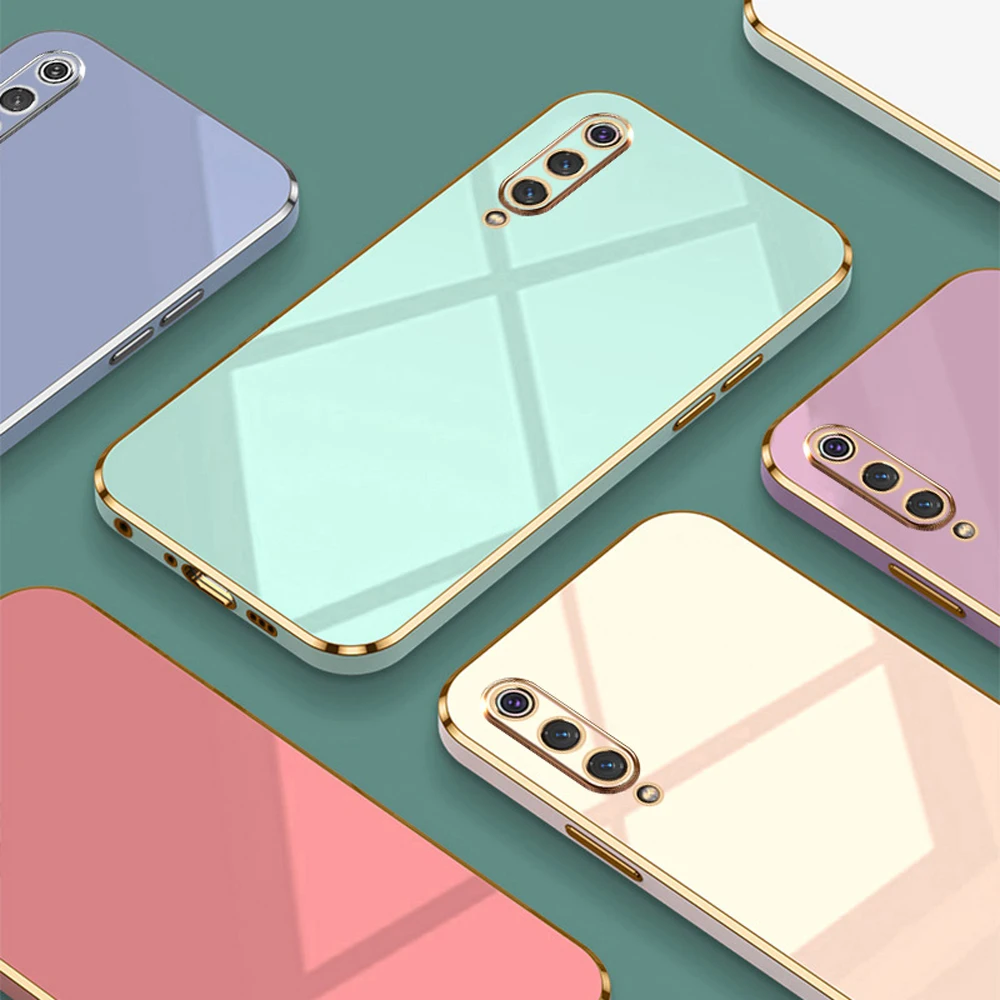 For Xiaomi Mi 9 Case Luxury Square Plating Xiaomi 9 Pro Phone Case Mi 9 Pro mi9 Pro ShockProof Soft Silicone Back Cover  Fundas